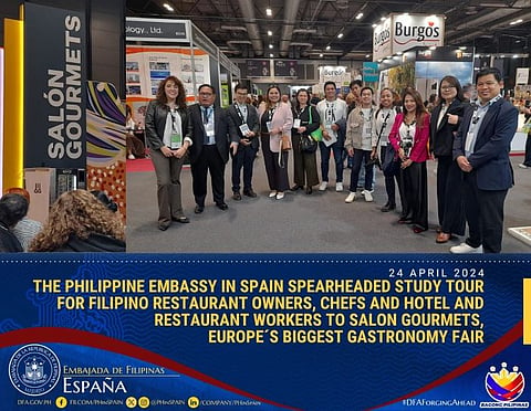 Consul General Mark Francis P. Hamoy of Philippine Embassy together with Embassy personnel, Filipino restaurant owners, chefs and hotel and restaurant workers were welcomed by Ms. Sandra Davies, International Sales Director of Salón Gourmets international food fair
