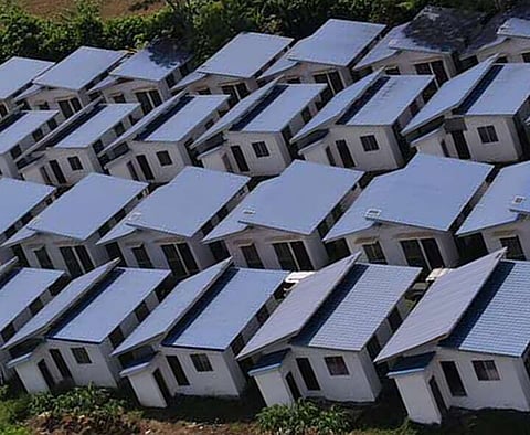 ZAMBOANGA. The Bangsamoro Autonomous Region in Muslim Mindanao (Barmm) under Barmm Chief Minister Ahod Ebrahim's flagship project turns over 50 housing units to its beneficiaries in Buot village, Wao, Lanao del Sur on Thursday, June 6. A photo handout shows the aerial view of the distributed houses. 