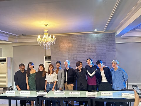 The artists from VP Global Management Philippines and TCP Artistes Singapore during a Saturday afternoon, June 8,  press conference in Quezon City.