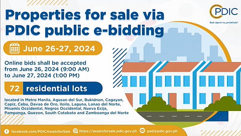 PDIC: Residential lots for e-bidding, 
June 26-27