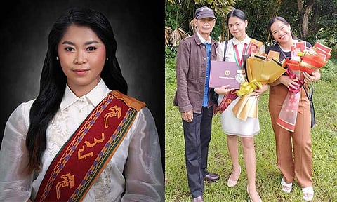 Rhoda with her grandfather Renato S. Delgado  and sister Roselle D. Villasencio during the grafuation day at UPMin.