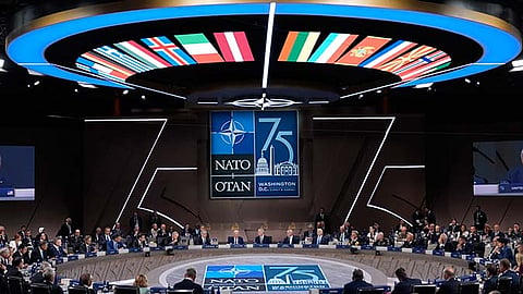 President Joe Biden speaks during the opening session of the NATO Summit, Wednesday, July 10, 2024, in Washington. 