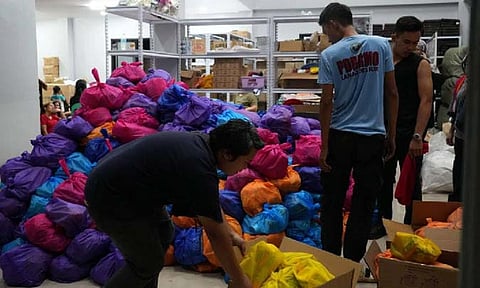 Different offices comprising the Lanao del Sur Provincial Disaster Risk Reduction Management Council prepare relief goods on Wednesday, July 10, 2024 for victims of flooding in four towns. The relief packs will be distributed to the 4,990 affected households in Malabang, Balabagan, Kapatagan, and Marogong.
