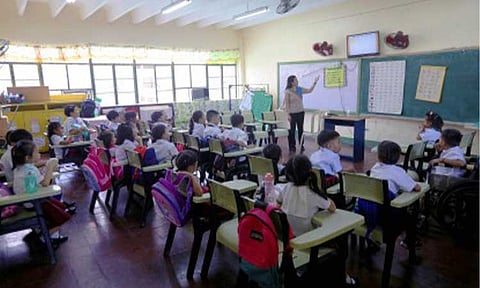 START OF CLASSES. Grade 1 students attend the second day of classes at Aurora A. Quezon Elementary School in Manila on July 30, 2024. Education Secretary Sonny Angara on Thursday (Aug. 1, 2024) expressed plans to hire additional administrative staff to further ease the workload of public school teachers.