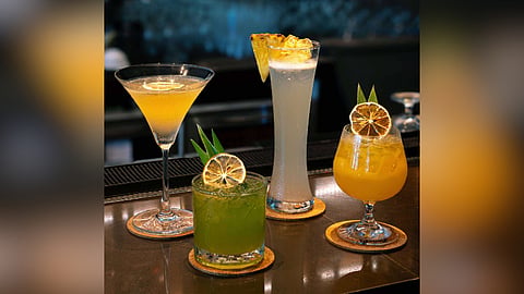 Cheers to Kadayawan! Unwind in style with Benjarong’s festive cocktail lineup from left: Lumad, Indak-Indak, Bagobo, and Golden Pillow. Sip and savor on this festive season!