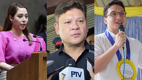 (From left to right) PBA Partylist Rep.  Margarita “Atty. Migs” Nograles, Davao City First District Representative Paolo Duterte, and Davao Oriental Second District Rep. Cheeno Almario