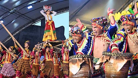The City of Mati National High School-Balangay City High - Performing Arts of Mati, Davao Oriental (right) took home the P1.1 million cash prize for being the grand champion for the open category of Indak-Indak sa Kadayawan 2024, on August 18, 2024, at San Pedro Square, Davao City. For the Davao City School-Based category, the grand winner was the Sining Sayon Dawet Cultural Ensemble of Davao City National High School (left) will be receiving P1 million.