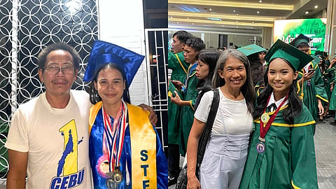 Scholars’ source of inspiration. Angel Joben with her father (left) and Angel Blanco with her mother (right). Both SM Scholars share how their parents shaped their goals and aspirations in life.