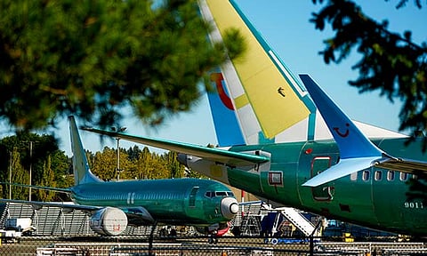 Unpainted Boeing 737 Max aircraft are seen on Sept. 24, 2024, at the company's facilities in Renton, Washington. 
