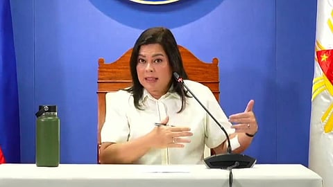 Vice President Sara Duterte during a press conference on October 18, 2024