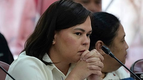 MANILA. Philippine Vice President Sara Duterte listens as she attends a hearing at the House of Representative in Quezon City, Philippines on Monday, November 25, 2024.