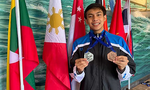 ENOT’S FINAL SPLASH. Davao City's Ivo Nikolai de Castro Enot caps off his last appearance for the Philippines at the 46th Southeast Asian Aquatics Age Group Championships 2024 with a silver and bronze medal at Assumption University, Bangkok, Thailand. 