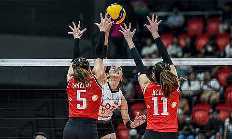 PLDT overcame early resistance from sister team Cignal in the first two sets, stumbled in the third, and nearly let their dominance slip in the fourth before hacking out a thrilling 25-20, 25-21, 20-25, 25-22 victory in the Premier Volleyball League All-Filipino Conference at the Philsports Arena on Tuesday.