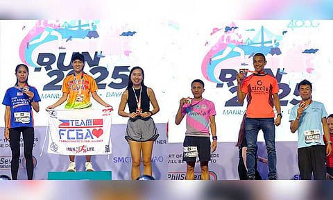 42K KING AND QUEEN. Jerald Zabala of Cagayan de Oro City and April Rose Diaz of General Santos City win the 42K titles of the 7-Eleven Run 2025 Davao held in an out-and-back course at the open grounds of SM City Davao.