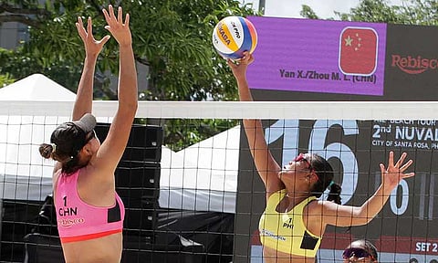 Alas Pilipinas stood its ground against China in a war of attrition, 22-20, 22-20, in the Rebisco Asian Volleyball Confederation (AVC) Beach Tour Nuvali Open to reach the quarterfinals on Friday, April 4, 2025, in the City of Santa Rosa in Laguna.