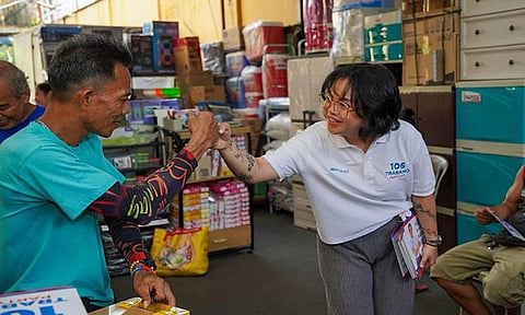 Trabaho Partylist Nominee Ninai Chavez engages with small entrepreneurs during one of the partylist's campaign sorties recently. 
