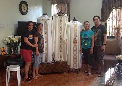 MADE IN BULACAN. The vestments fashioned by Disenio Sagrado sewing factory in Guiguinto, Bulacan which Pope Francis wore during his Apostolic State Visit to the Philippines from January 15-19, 2015. (Photos courtesy of Disenio Sagrado)