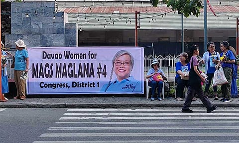 Supporters of Davao City First District representative candidate Mags Maglana staged a silent rally along Roxas Avenue on Thursday afternoon, May 8, 2025.
