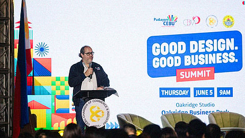 CALL TO ACTION. Cebu Business Month 2025 chairman Anton Mari Perdices urges business and design communities to embed design into the fabric of planning and development. One of the programs during the months-long business celebration, the Good Design, Good Business Summit 2025, was attended by retailers, developers and public sector stakeholders on June 5, 2025, at the Oakridge Studio in Mandaue City.  