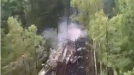 This video screenshot from social media shows the crash site of a passenger plane in Amur Region, Russia, on July 24, 2025. (Xinhua)