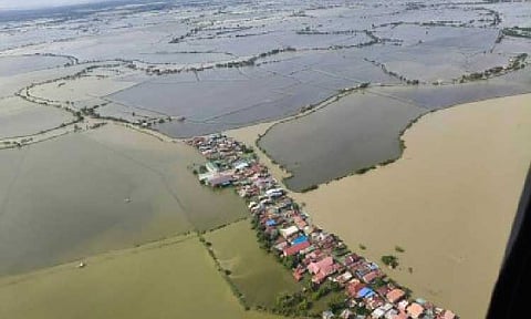 AERIAL SURVEY. The view from a Philippine Air Force (PAF) S-70i "Black Hawk" helicopter during the conduct of a rapid damage assessment and needs analysis mission on July 25, 2025 over Pampanga, Bulacan, Bataan and Tarlac amid the inclement weather brought by the enhanced southwest monsoon and three tropical cyclones. Some 73,059 houses were reported damaged due to the combined effects of these severe weather systems as of Wednesday (Aug. 6), according to official government tally. (Photo courtesy of PAF)