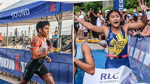 Cebu’s Christy Ann Perez and Zackary Angelo Da Silva bagged the top prize in the 2025 RLC IronKids Philippines 13–15 age group event held at Dusit Thani, Mactan, Cebu. Photos by Juan Carlo  De Vela
