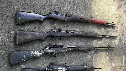ZAMBOANGA. Local authorities launch an investigation to establish ownership of the high-powered firearms the Navy recover on Thursday, September 11, 2025, at the mangrove area of Landang Laum village in Sacol Island. The sailors were conducting maritime and coastal security operation when they recovered the guns. (SunStar Zamboanga)