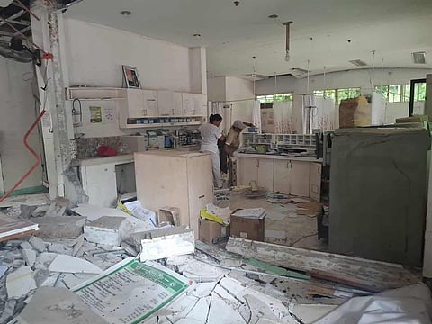 DAVAO. Parts of Manay Fire Station in Davao Oriental were damaged by a magnitude 7.4 earthquake Friday, October 10, 2025 Despite this, their rescue operations for affected residents continue.