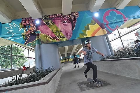Skaters practice at the Davao City Skate Park under the Agdao Flyover in this 2019 photo. The city reopened the facility on Wednesday, Oct. 15, 2025, after it was temporarily used as an evacuation center for nearby fire victims.