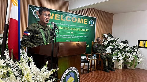 ILOILO. Colonel Lennon G. Babilonia, Assistant Division Commander for Reservist and Retiree Affairs of the 3rd Infantry (Spearhead) Division, Philippine Army, talks with the officials and personnel of the 6th Regional Community Defense Group (6RCDG), who celebrate their 33rd Founding Anniversary at Camp Adriano D. Hernández in Dingle, Iloilo, honoring partners and individuals who contributed to the development of the Philippine Army’s Reserve Force in Western Visayas. 
