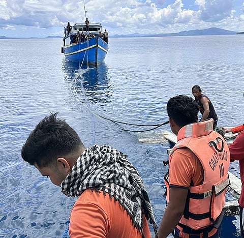ZAMBOANGA. Personnel of the Coast Guard Station Eastern Sulu rescue 16 people aboard a wooden-hulled vessel drifting in the Sulu Sea on Wednesday, October 15. The rescued individuals included 11 crew and five passengers. 