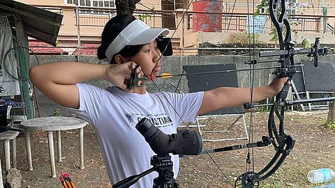 ON TARGET. Abigail Jane Lim of Davao City hits her mark, bagging three gold medals in the Archery Compound Girls 17U at Batang Pinoy 2025 in General Santos City, Monday, October 27, 2025. 