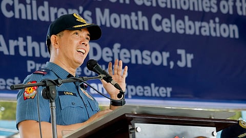 ILOILO. Police Brigadier General Josefino D. Ligan, regional director of the Police Regional Office in Western Visayas (PRO 6), leads the awarding of outstanding police personnel and units during the flag-raising and kick-off ceremony of the 33rd National Children’s Month at the PRO 6 Grandstand in Iloilo City on November 3, 2025. The event also featured the signing of a memorandum of agreement and the turnover of checks for the rehabilitation of the PRO 6 water system and the implementation of the IPPO’s 4A’s Operation. 