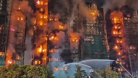 A fire broke out in Wang Fuk Court, a residential area in Tai Po of Hong Kong, on Wednesday afternoon, November 26, 2025. 