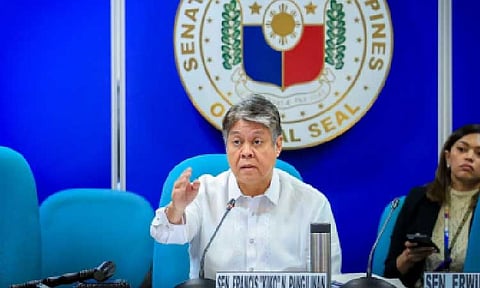 SENATE HEARING. Sen. Kiko Pangilinan presides over the Senate panel public hearing on agricultural smuggling on Wednesday (Dec. 10, 2025). During the hearing, Bureau of Customs-Port of Subic acting chief of assessment Juan San Andres was cited in contempt for lying to the panel. (Photo courtesy of Senate PRIB)