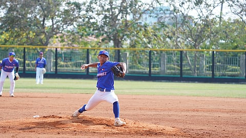 Davao City’s James Vincent Nisnisan pitches for the Philippine national baseball team during their 20-1 victory over Vietnam in the 33rd Southeast Asian Games at the Baseball Stadium of Queen Sirikit Sports Center in Pathum Thani, Thailand.