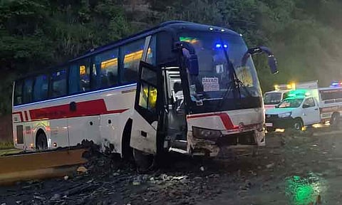 A bus crashed into the center island at Km. 67, Tuboran, Mawab, Davao de Oro past 5 p.m. on Tuesday, December 30, 2025.