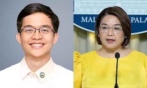 Batangas First District Representative Leandro Leviste and Palace Press Officer Claire Castro.