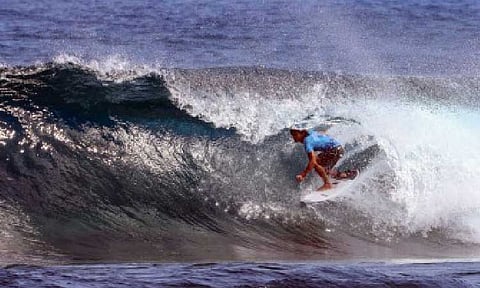 CLOUD 9. The world-famous surfing waves at Cloud 9 surfing site in General Luna, Siargao Islands.
