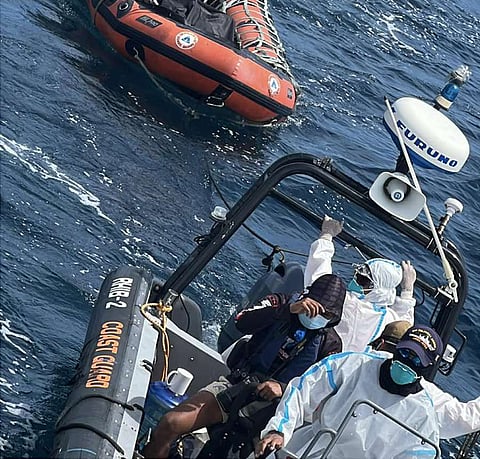 ZAMBOANGA. The technical divers of the Philippine Coast Guard recover another cadaver as they resume underwater operations Saturday, February 14, in connection with the MV Trisha Kerstin 3 maritime incident. 

