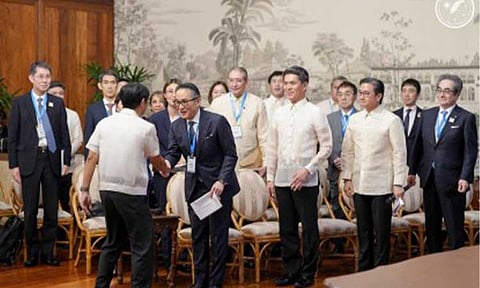 CLOSER COOPERATION. President Ferdinand R. Marcos Jr. welcomes delegates of the Japan-Philippines Economic Cooperation Committee (JPECC) and the Philippines-Japan Economic Cooperation Committee, Inc. (PHILJEC) at Malacañan Palace in Manila on Wednesday (Feb. 18, 2026). In welcoming the delegates, the President said their presence reflected the strong and enduring economic partnership between Japan and the Philippines and their shared commitment to regional growth and stability. (Photo from the Presidential Communications Office)