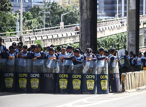 MANILA. Quezon City Police District securing People Power anniversary activities around Edsa Shrine and People Power Monument along Edsa on Wednesday, February 25, 2026. 