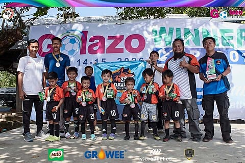 U6 FOOTBALL CHAMPS. The Davao Strikers Football Club (FC) wins the under-six title of the recently concluded Golazo Winners Cup 2026 at the Tionko Football Field.