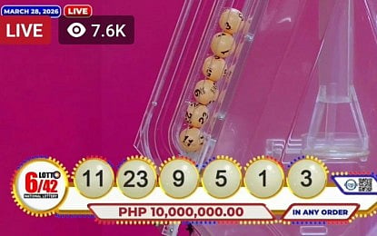 Winning Lotto numbers (Screengrab from PCSO livestream)