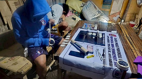 ILOILO. Operatives of the Iloilo Police Provincial Office (Ippo) display the shabu weighing about 65 grams worth P442,000 seized during a buy-bust operation that led to the arrest of a high-value individual in Barangay Bololacao, New Lucena, Iloilo, on April 16, 2026.