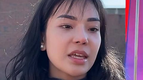 Veronica "Kitty" Duterte interviewed outside ICC 
