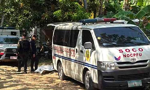 RETRIEVAL. The retrieval operation of the police’s SOCO team in Toboso, Negros Occidental on Monday (April 20, 2026), a day after government troops clashed with New People's Army remnants in Barangay Salamanca. Wanted hitman Roger Fabillar was among the 19 fatalities, who were all communist rebels.