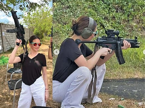 Ellen Adarna nagpraktis kon unsaon pagpusil
