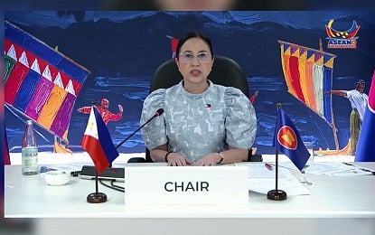 ASEAN INITIATIVES. Trade and Industry Secretary and ASEAN Economic Community Council Chair Cristina Roque during a virtual briefing on Thursday (April 30, 2026). She said AEC ministers met to discuss coordinated regional responses to the impact of the Middle East conflict, including measures to strengthen food and energy security. (Screenshot from ASEAN 2026 PH Facebook Live)