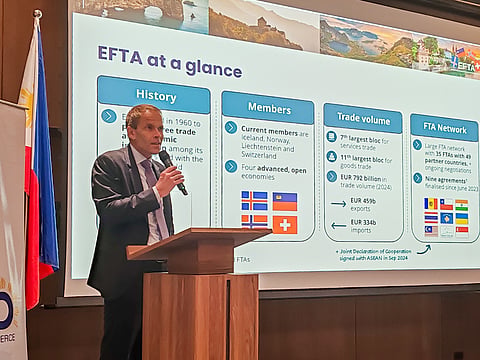 NORWAY EYES MINDANAO ENERGY. Norwegian Ambassador Christian Halaas Lyster speaks on opportunities to strengthen economic and renewable energy partnerships between European Free Trade Association member states and Mindanao during the EFTA–Mindanao Dialogue on April 28, 2026, at Seda Abreeza in Davao City. The European Chamber of Commerce of the Philippines organized the event, which gathered diplomatic, government, and business leaders to explore investments and regional collaboration.